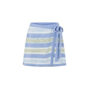 Sabo Skirt Blue Green Striped Knit Wrap Mini Skirt XS‎ NEW